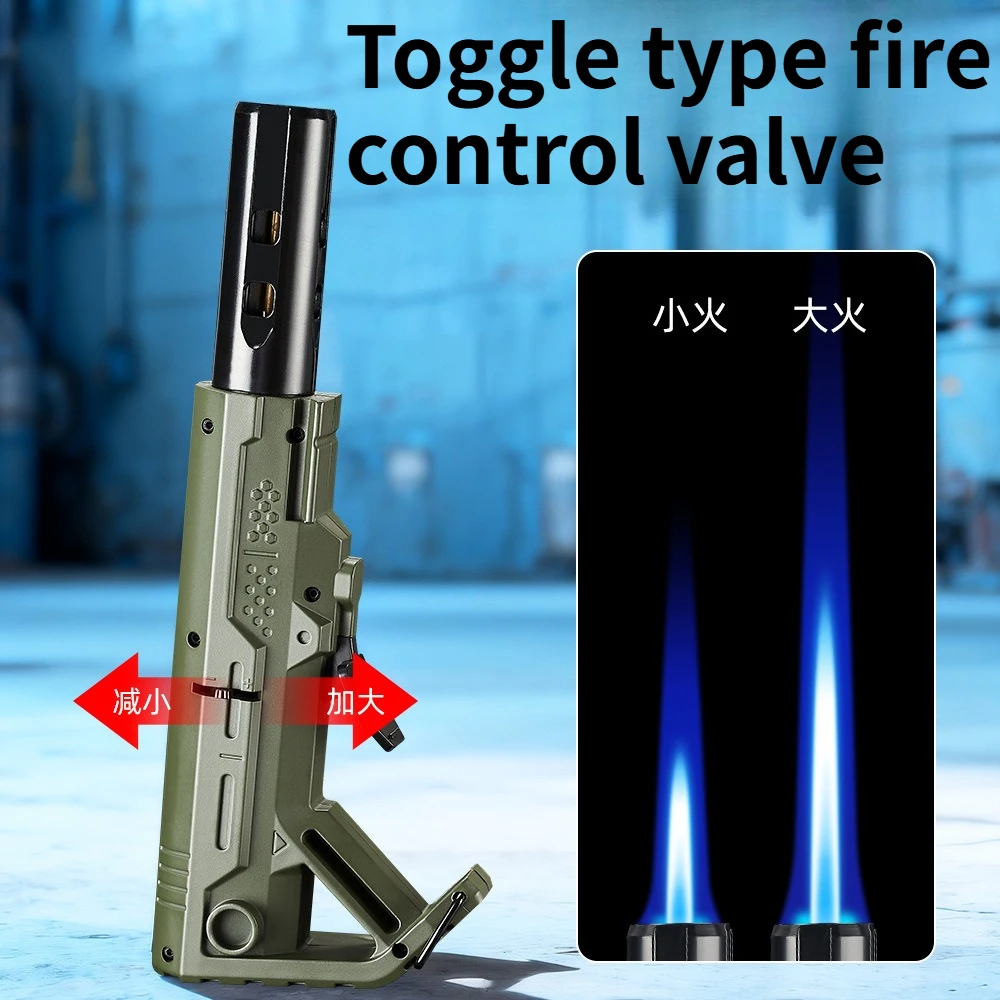 NEW High Appearance Windproof Blue Flame Straight Forward Lighter Outdoor Laser Portable Camping Igniter