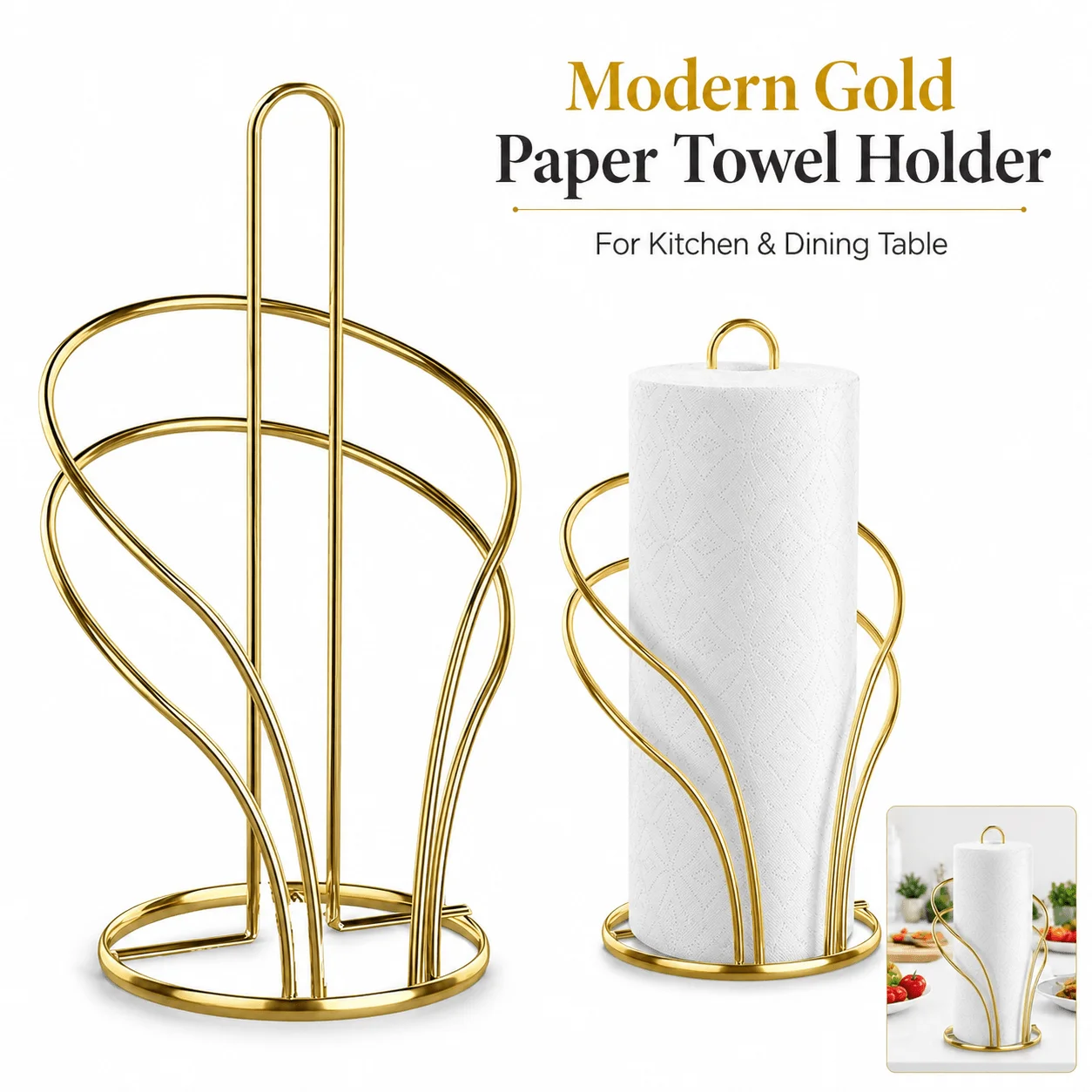 1pcs Hotel Kitchen Restaurant Iron Tabletop Paper Towel Holder Creative Standing Tissue Roll Organizer for Home & Commercial Use