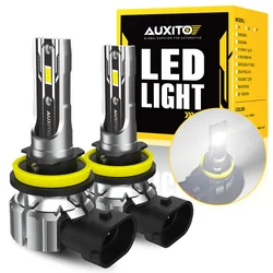 AUXITO-LEDフォグライト電球、h8、part f、h11、ヘッドライト、50w、高出力、9005、hb3、9006、hb4、ランプ、ファンレス、6500k、賞品チップ、12v、2個