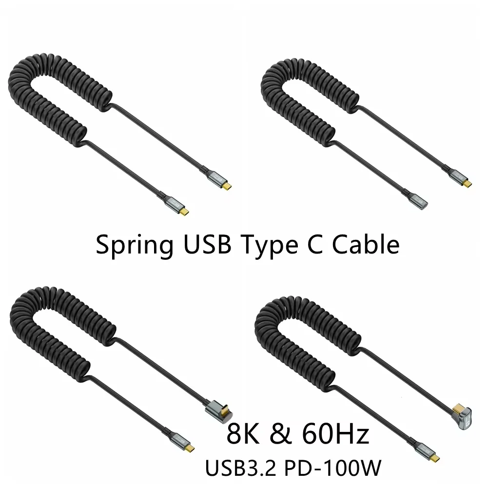 

1.8m/6FT Coiled USB C to C PD 100W Fast Charging Cord USB 3.2 Type-C 20Gbps 8K@60Hz Data Cable for Laptop Mobile Phone Tablet