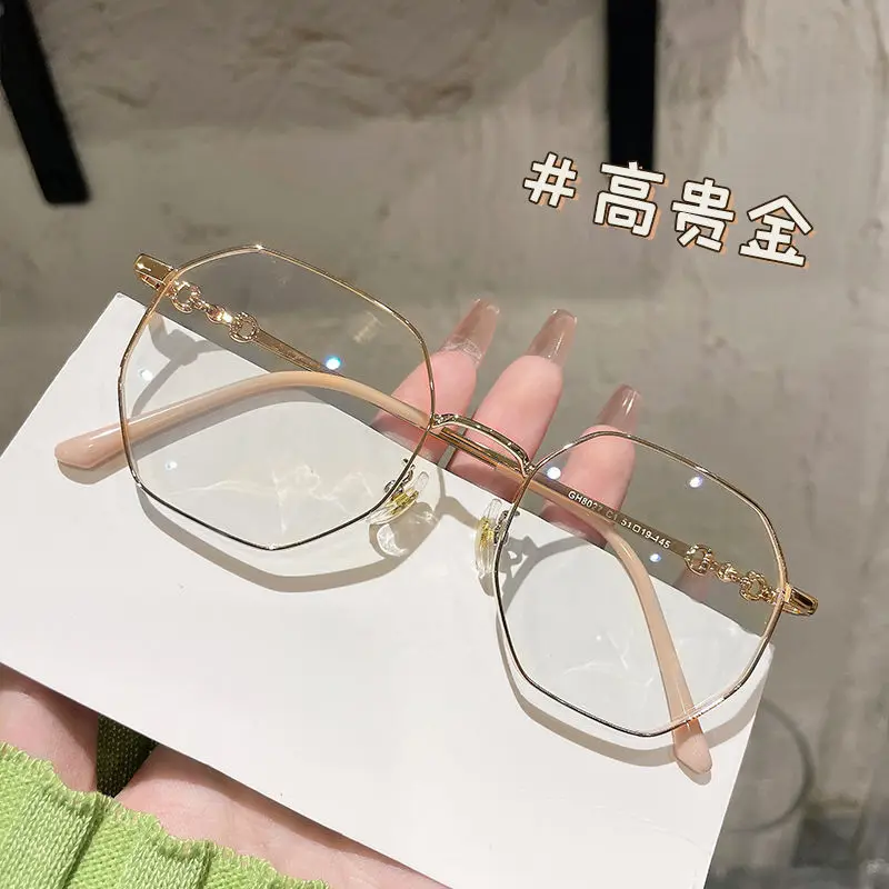 MDOD Prescription Myopia Glasses Anti-Blue Light Polygonal Metal Frame 3