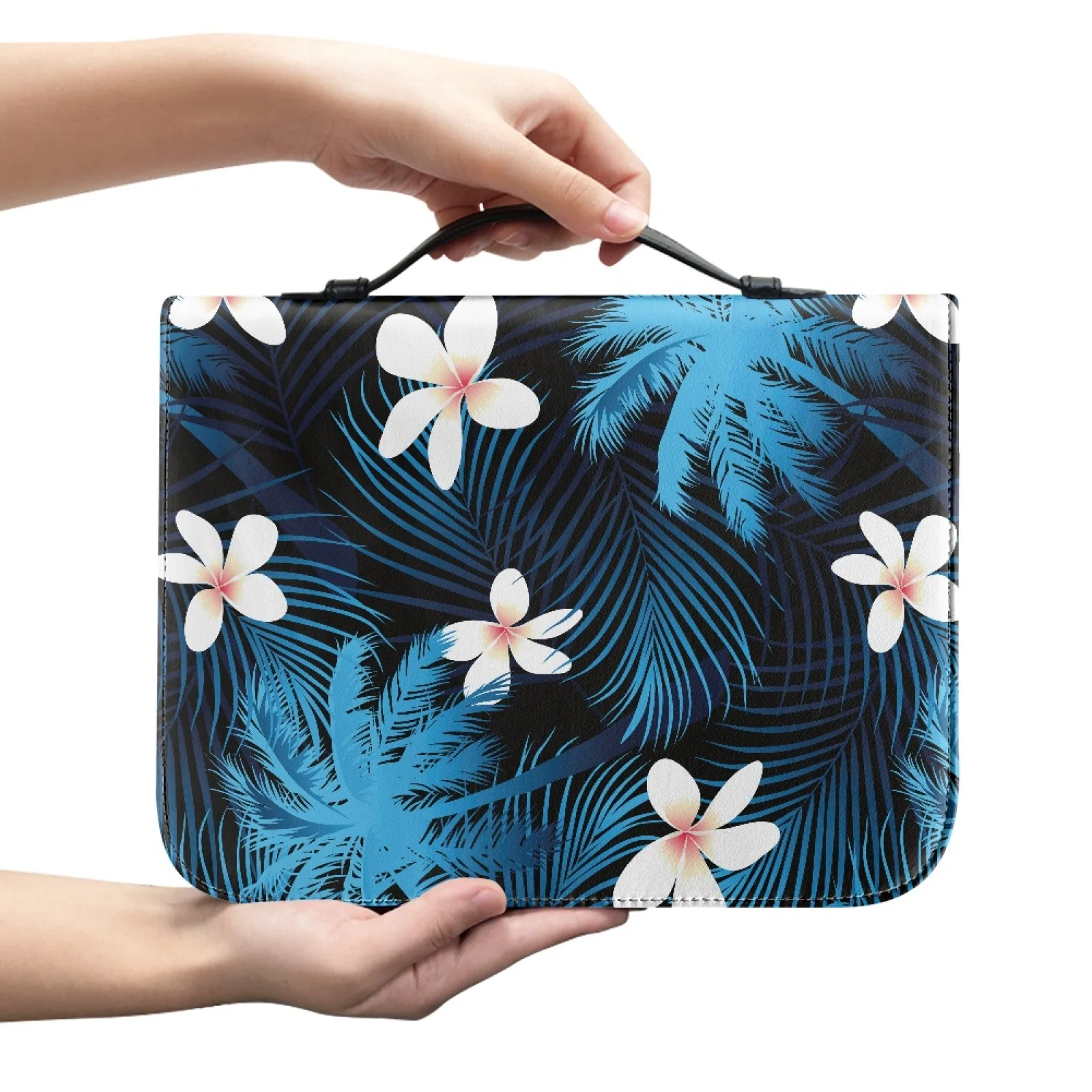 XIXIRIMIDO Palm Tree Plumeria New Arrival Large Capacity Bible Bag for Women PU Leather Bible Tote
