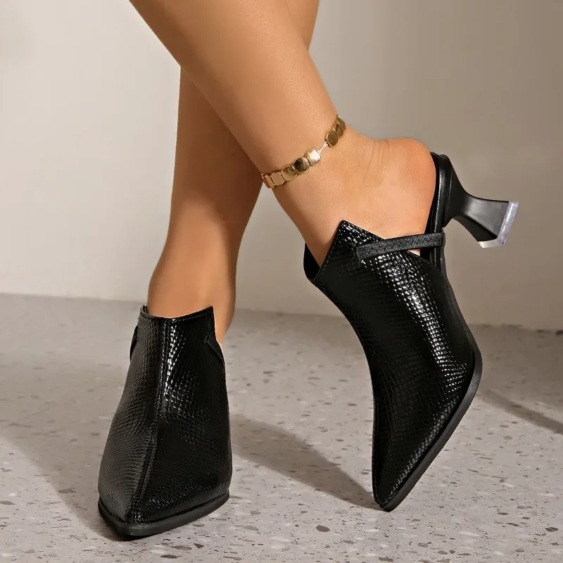 2025 ホット販売レディースシューズクローズドトゥ女性のスリッパファッション屋外ベストセラー新しいドレスエレガントで快適なヒールの女性