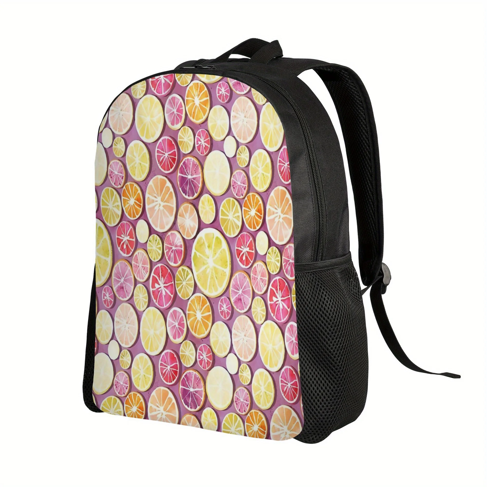 

Citrus Mixed Large Capacity School Backpack for Boys and Girls - Heavy Duty Teen Backpack with Lemon, Lime, Grapefruit