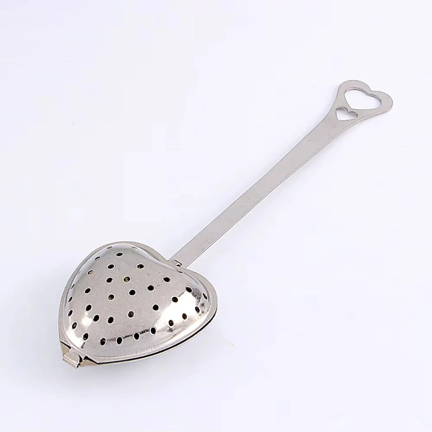 1X Stainless Steel Filter Tea Infuser Heart Shape Spoon Strainer Reusable Tea  Plastic Tea Strainer Measure Stir&Press