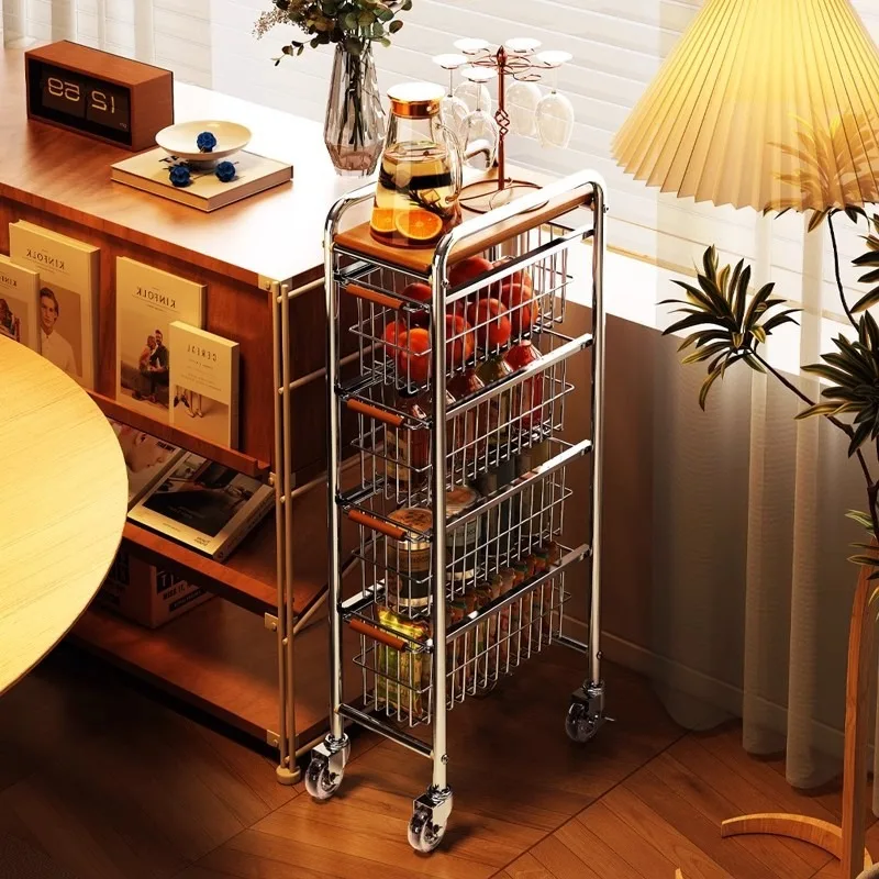 Medieval crevice trolley floor rack living room snack storage mobile narrow sofa crevice storage rack