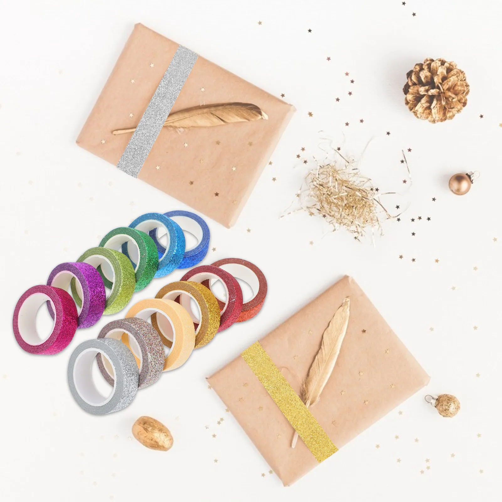 12 Rolls Eco Friendly Washi Tape Decorative Paper Tape Removable Adhesive for Hand Account Diary Gift Wrapping Craft