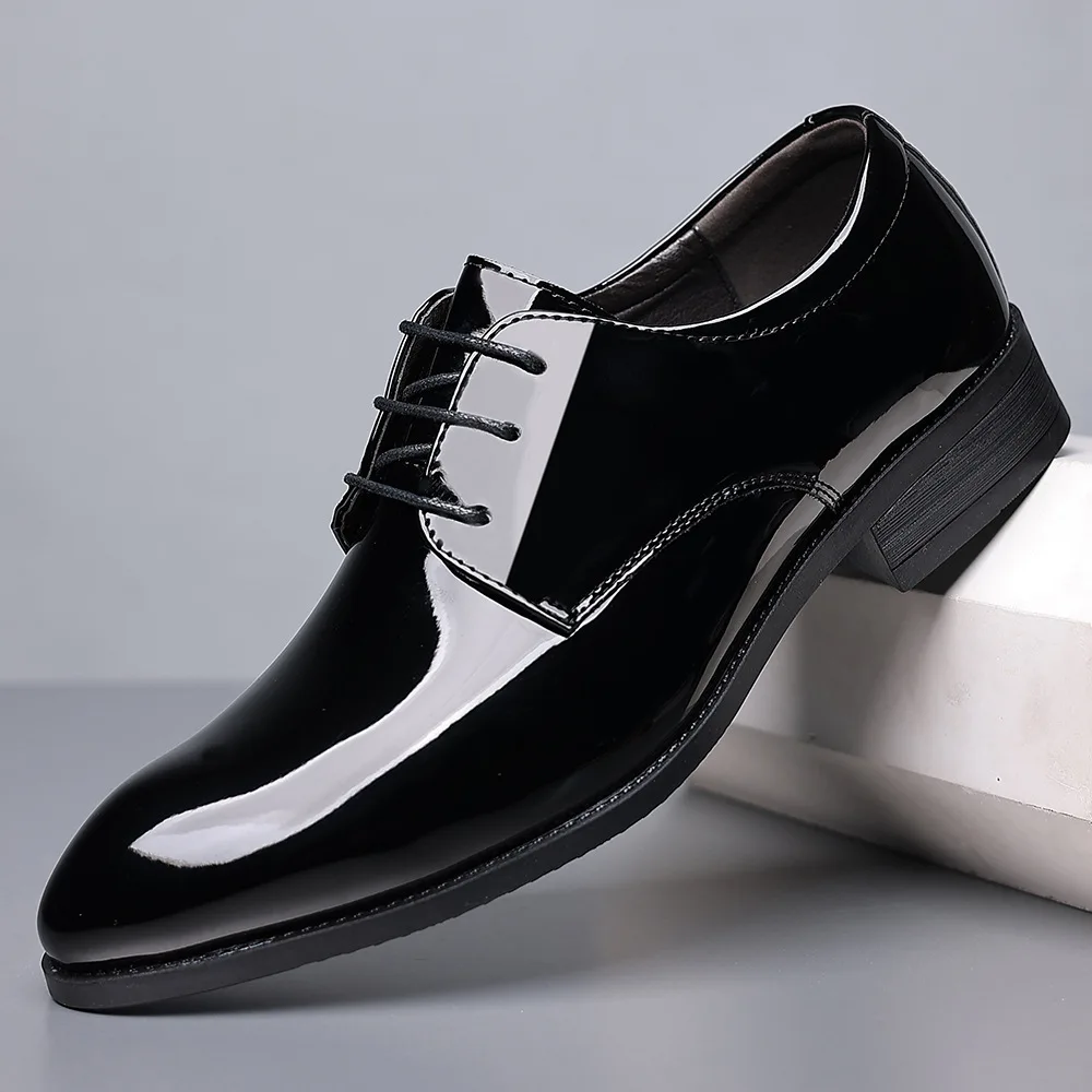 

New Autumn Men's Business Large Dress Shoes Groom Wedding Shoes Casual Leather Shoes Black Mens Shoes Sneakers