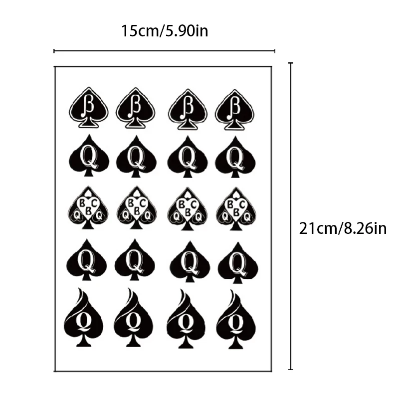 Poker Spades Q Waterproof Temporary Patch Spades BBC Spades Lock Sexy Thighs and Chest Anti Sweat Tattoo Patch