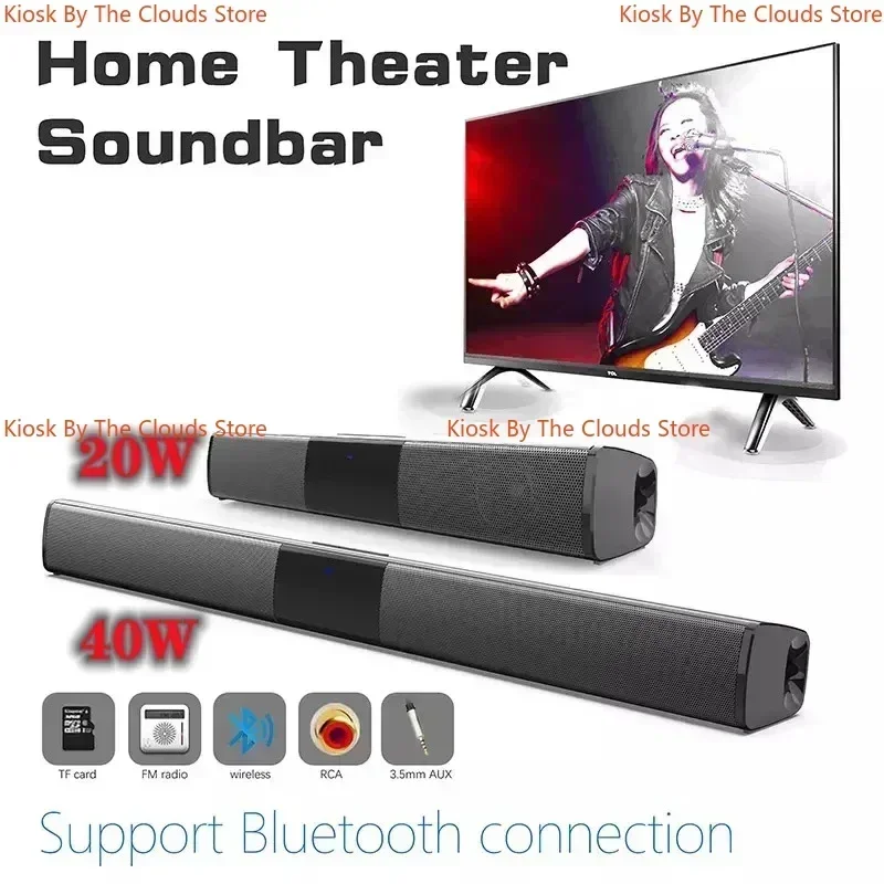 40W Soundbar TV Portable Bluetooth-compatible Speaker Sound Bar Wireless Column Home Theater Sound System RCA AUX for TV PC