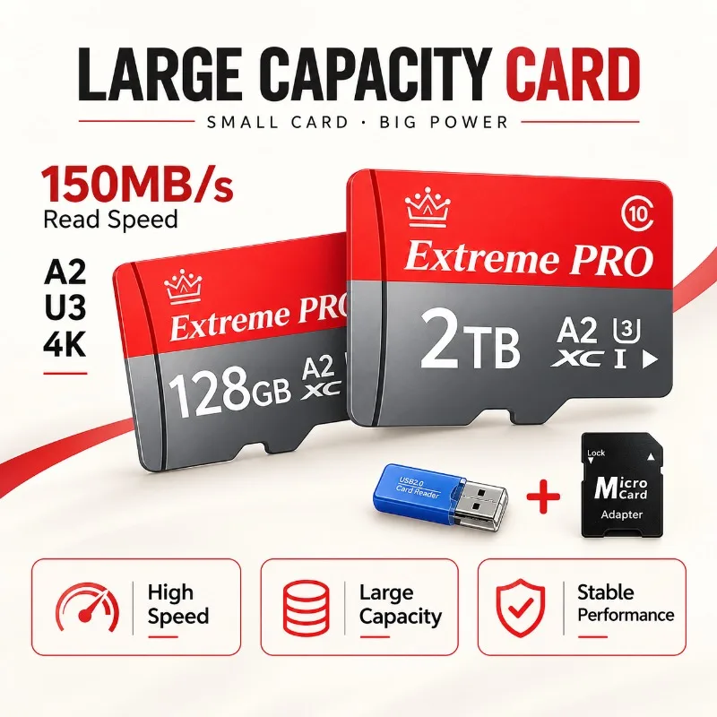 Original Micro TF SD Card High-Speed U3 A2 TF Cards SD Cards 128GB 256GB 512GB Memory Card Temperature Proof 4K For Camera/Drone