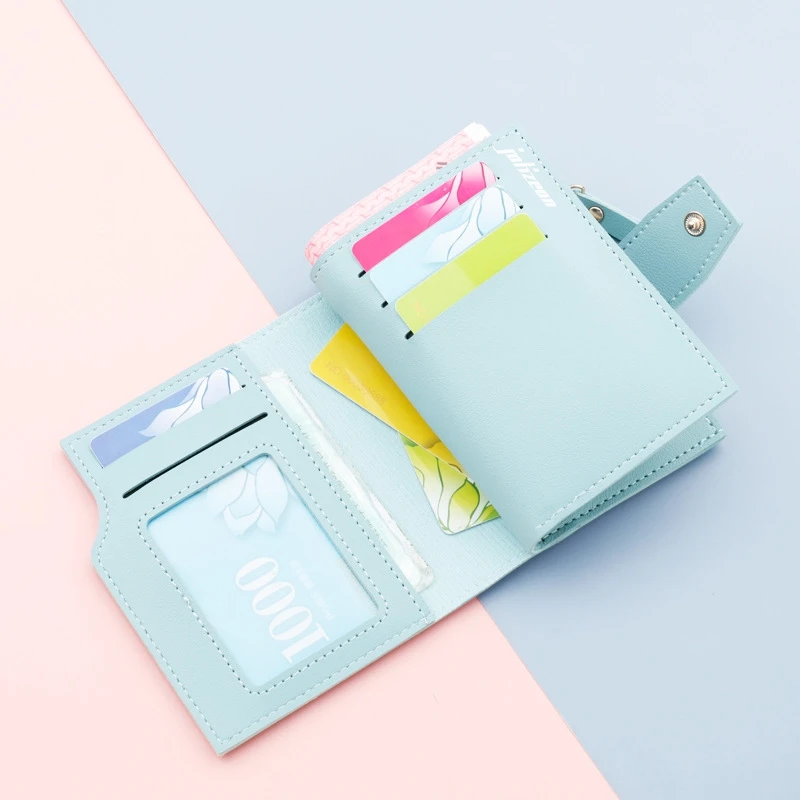 Новый кожаный женский кошелек с застежкой, маленький и тонкий карман для монет, женские кошельки, держатели для карт, роскошные брендовые кошельки, дизайнерский кошелек