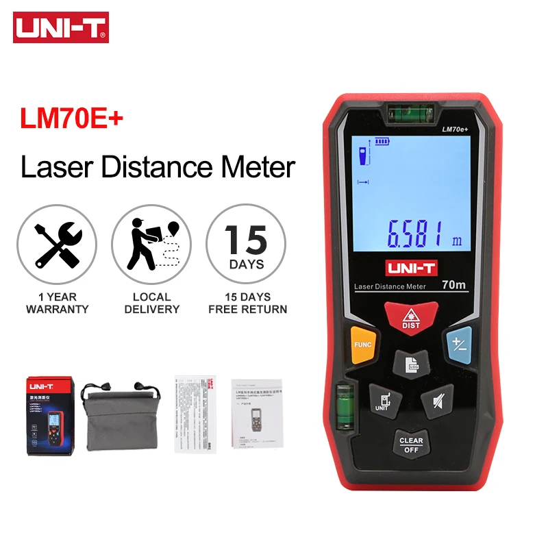 UNI-T Laser Distance Meter LM70e+ 70m Laser Rangefinder Electronic Ruler Range Finder Tape Measure