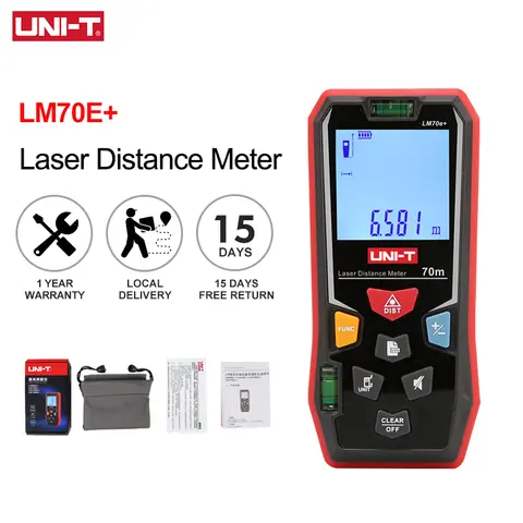 UNI-T 레이저 거리 측정기 LM70e+ 70m 레이저 거리 측정기 전자 눈금자 거리 측정기 줄자