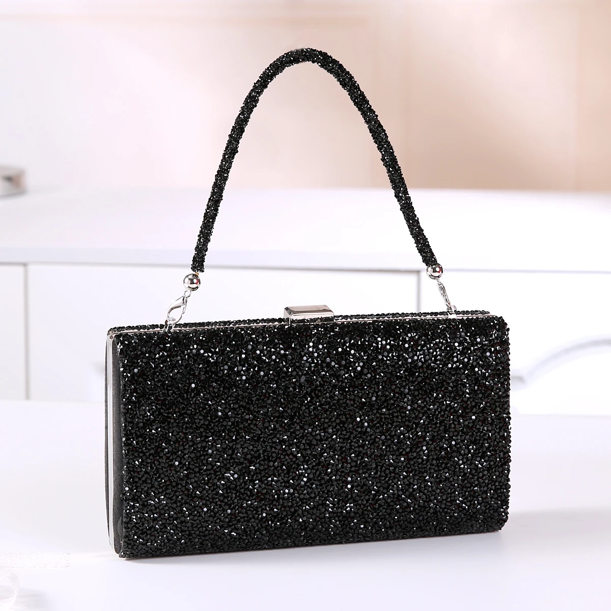 Fashion Designer Women Evening Bag Rhinestone Silver Gold Clutches Ladies Banquet Wedding Dinner Long Purse Female Handbag