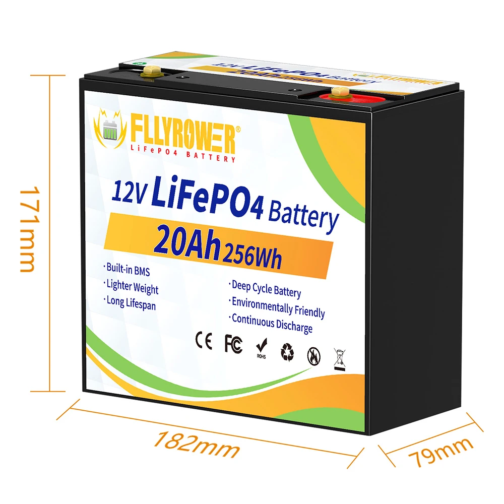 Duitsland Voorraad Fllyrower 12v 10Ah 12Ah 20Ah 100Ah 120AH 168AH 180Ah 300Ah Lithium-ijzerfosfaat Pack Ingebouwde BMS LifePo4 12.8V