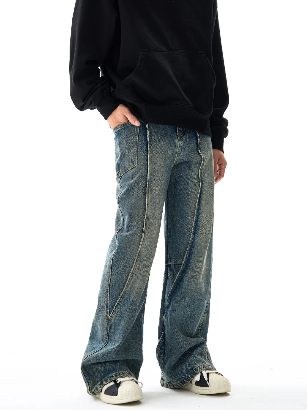 

Джинсы J LONE в американском ретро-стиле с витым дизайном, мужские и женские, повседневные, свободные, расклешенные, стройнящие, молодежные, удлиненные брюки