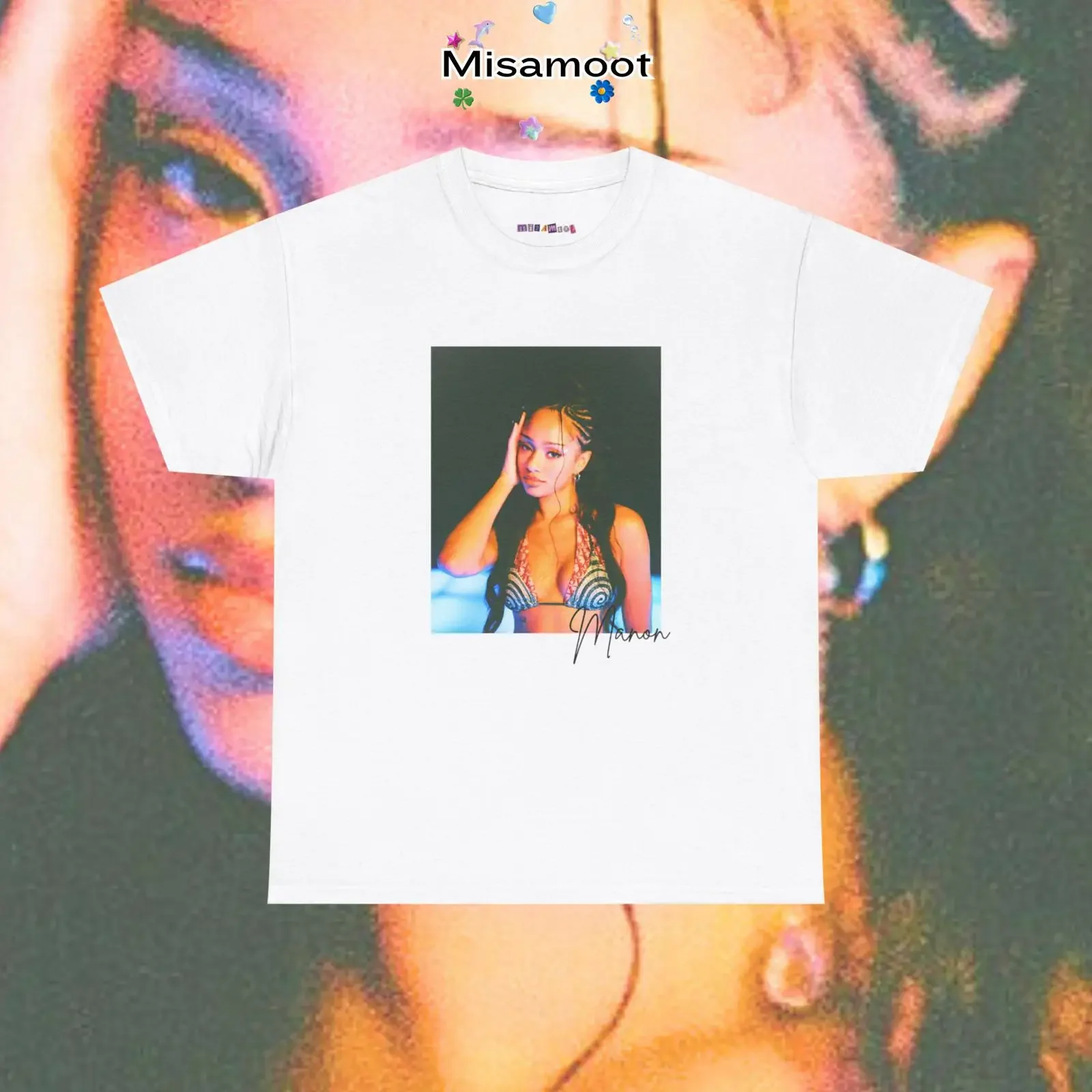 Katseye Manon Gameboy Vintage T Shirt Bias Eyekon Fanmade vintage Washed designer clothes Stretched graphic Versatile fashion