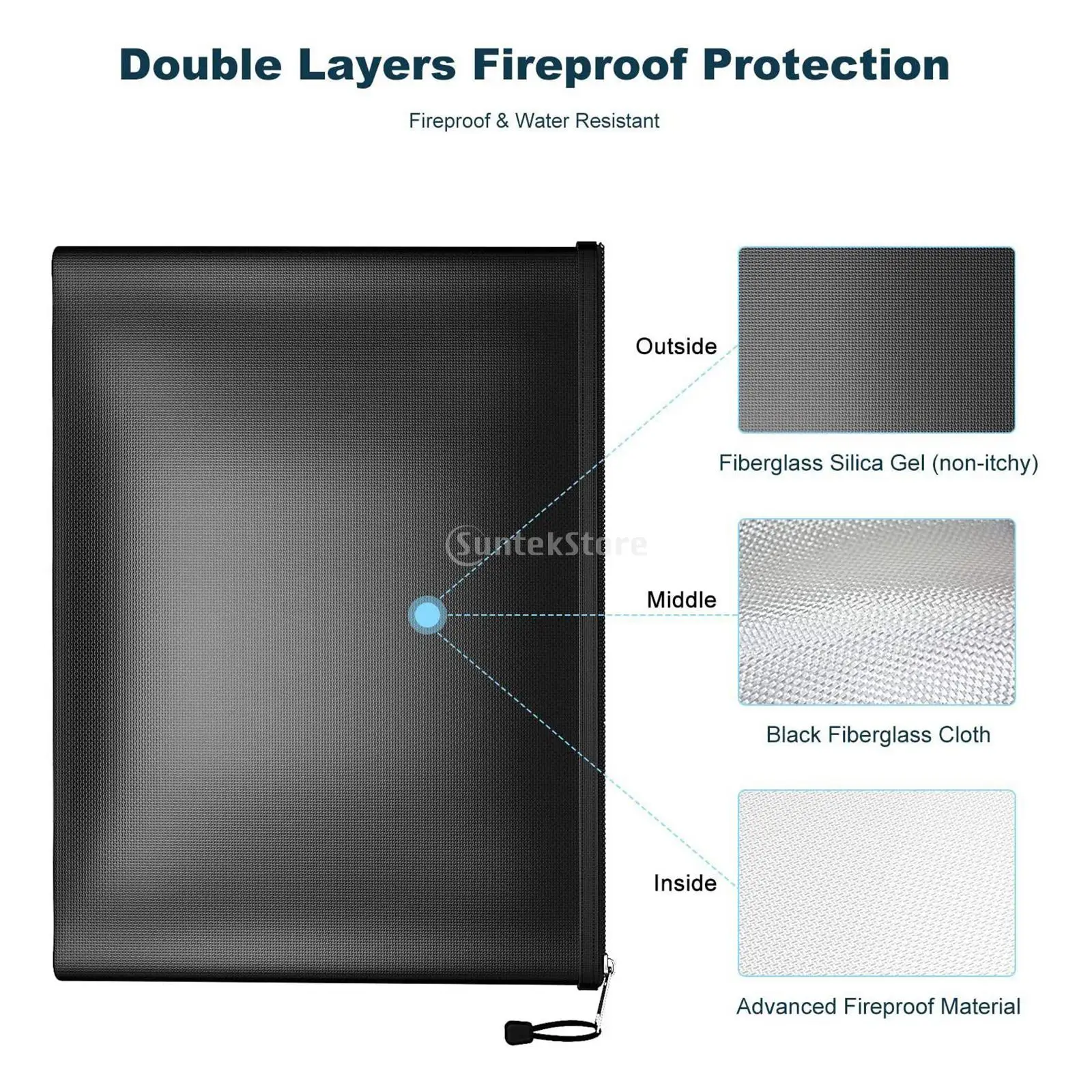 Fireproof money pouch Waterproof Safety Folder Safety Storage Pouch Fireproof Document Bag for certificate