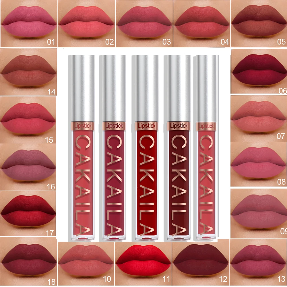 Matte Velvet Liquid Lipstick Waterproof Long Lasting Non-stick Cup Nude Red Brown Lip Gloss Lint Tube Make Up Cosmetic Lipsticks