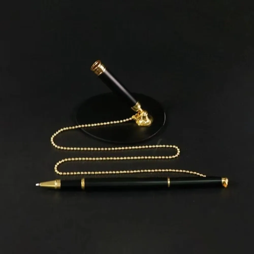 Table Fixed Metal Desk Pen Fixed Chain Rotating Design Signature Pen Smooth Ink Comfort Grip Sticky Desk Pen Bank Use