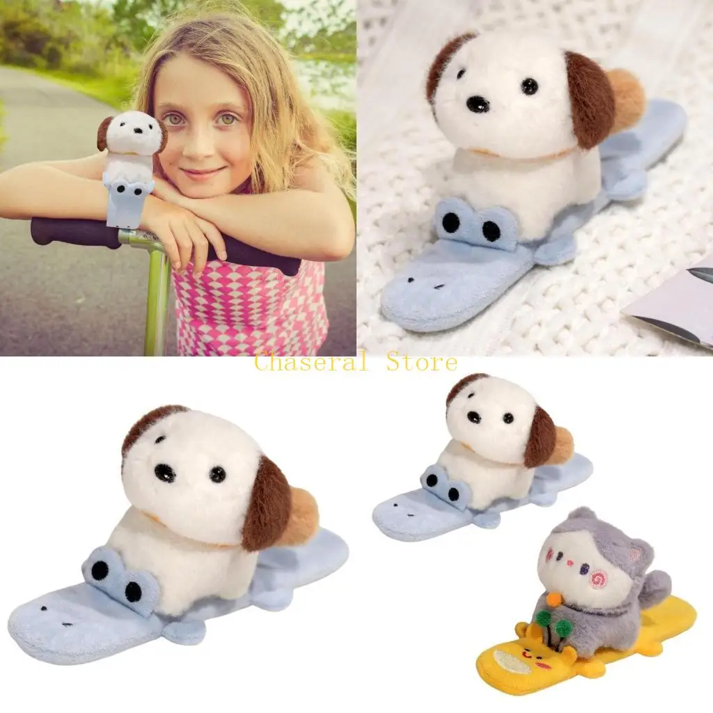 E7CE Soft Cartoon Slap Bracelet Plush Clap Circle Band for Gifting and Bicycles Decors
