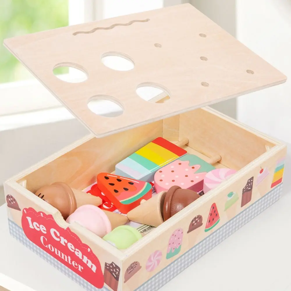 

Wooden Role-playing Ice Cream Play House Pretend Play Counter Playset Pretend Toys Cognitive Simulation Food