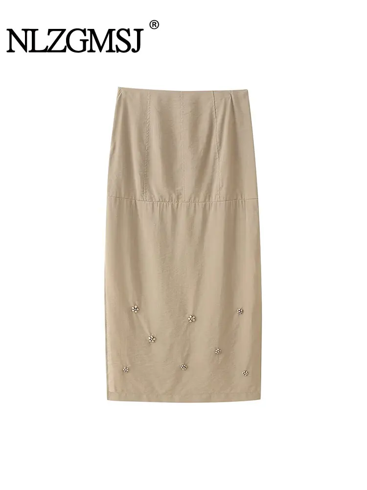 

Ювелирные украшения, повседневная шикарная женская юбка, однотонная прямая юбка-миди, новая модная юбка весна-лето 2025 г.