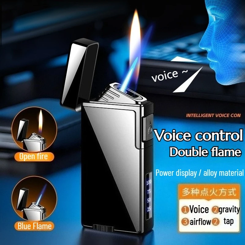 

Metal Smart Trend Voice-controlled Charging Lighter Inflatable Dual Fire Switching Men's Smoking Accessories Cigarette Lighter
