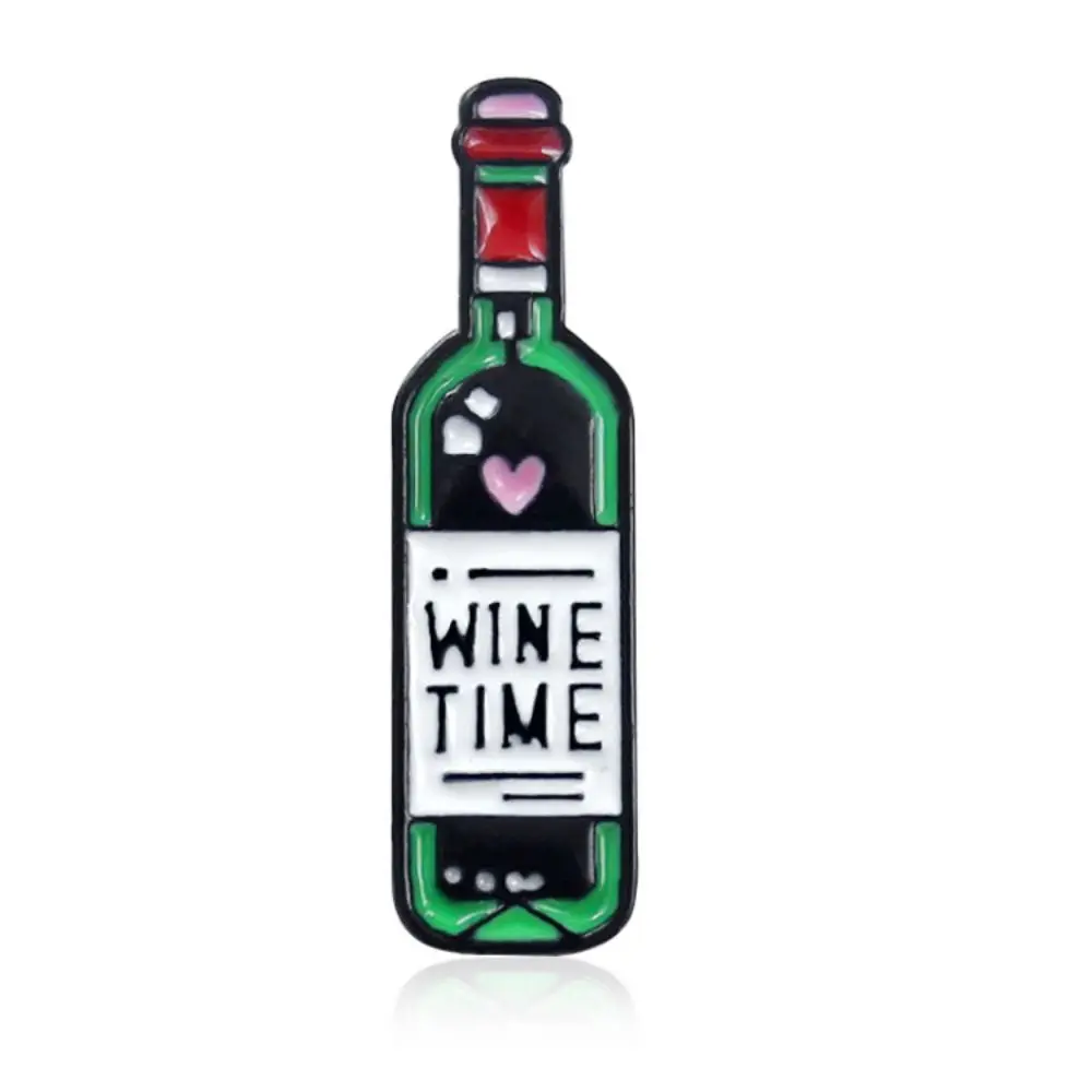 Metal Badge Red Wine Bottle Cup Wine Time Brooch Mini Cartoon Wine and Wine Glasses Pins Cute Exquisite Lapel Metal Pins Clothes