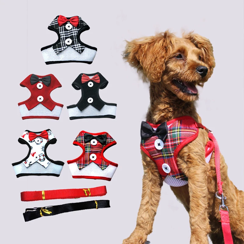 Elegant Bow Dog Collars Necktie Traction Rope Christmas Pet Harness for Small Medium Dogs Cat Chest Strap Dog Accessories Gifts