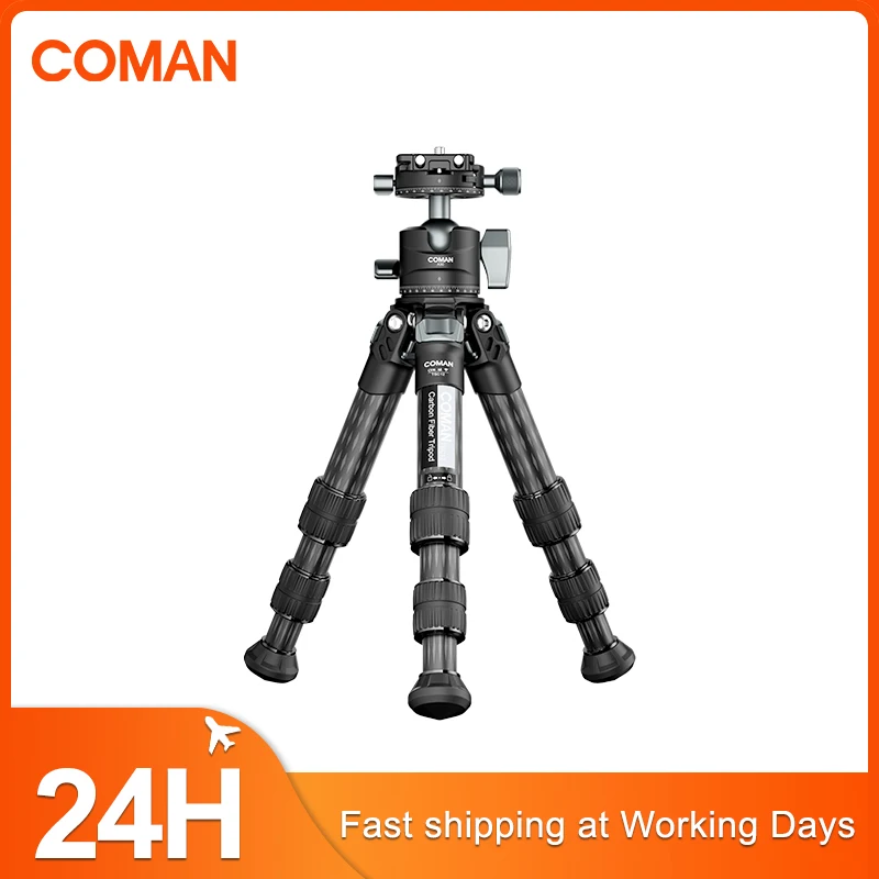 

COMAN TSC12A30 Carbon Fiber Mini Tripod Foldable Portable Lightweight Travel For DSLR Camera Compact Professional Photography