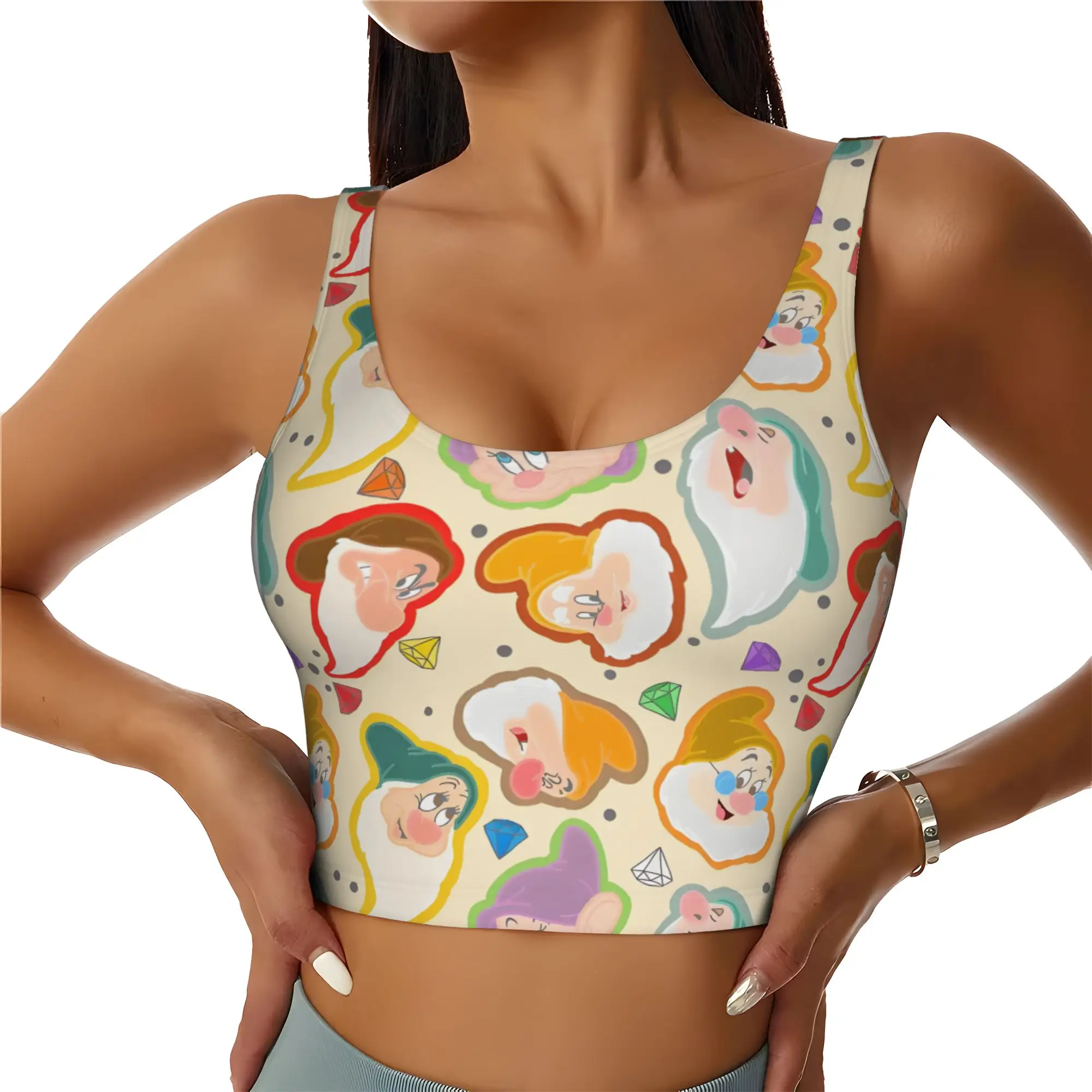 Custom Seven Dwarfs Workout Crop Tank Tops for Women Seamless Anime Manga Yoga Running Sports Bras
