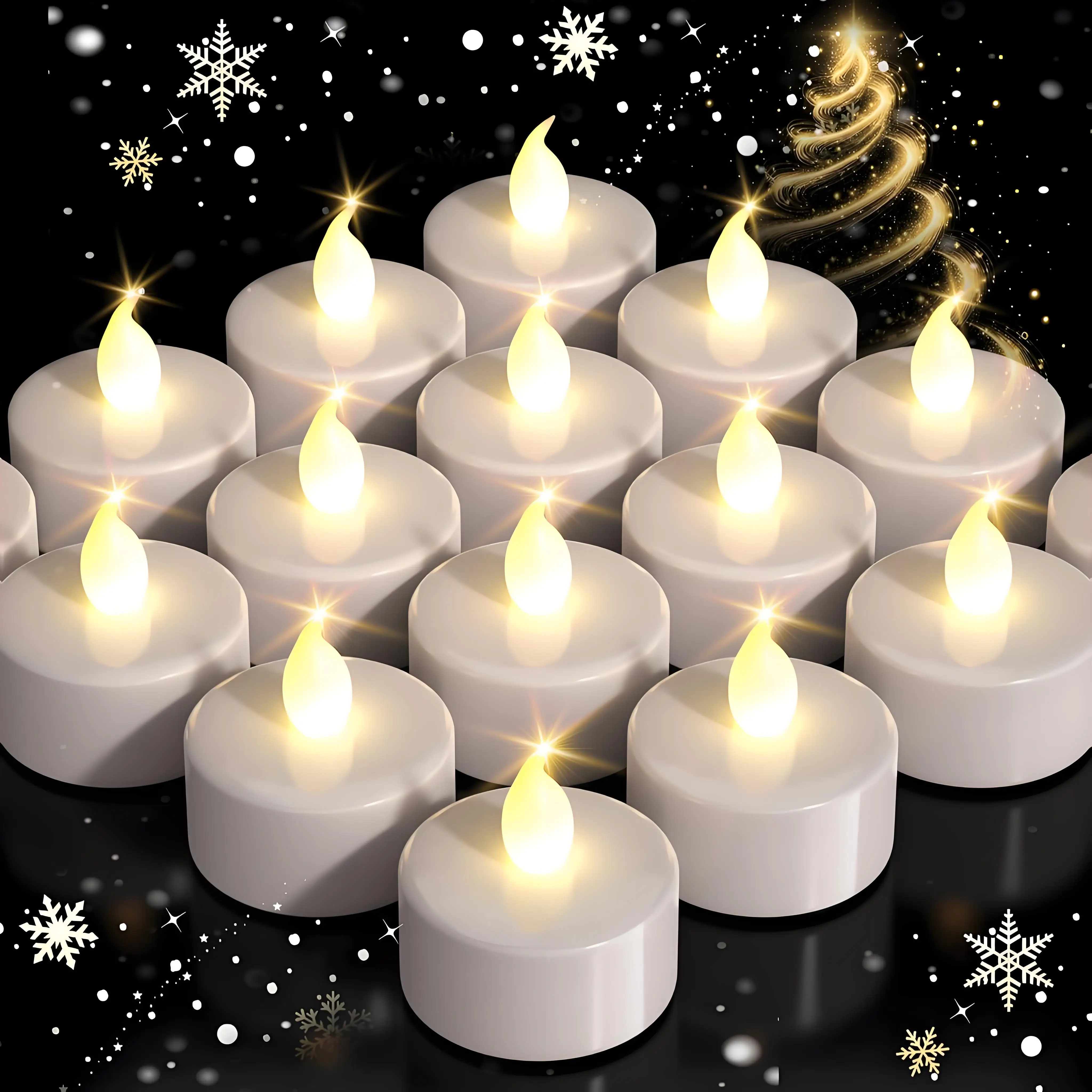 12/24 قطعة أضواء الشاي الكهربائية عديمة اللهب LED شمعة بطارية تعمل بالطاقة شمعة واقعية 100 ساعة لحفل الزفاف هالوين زينة عيد الميلاد