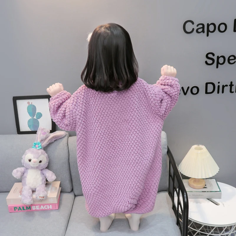 Girls pajamas autumn and winter flannel children\'s loungewear baby nightgown thermal nightdress
