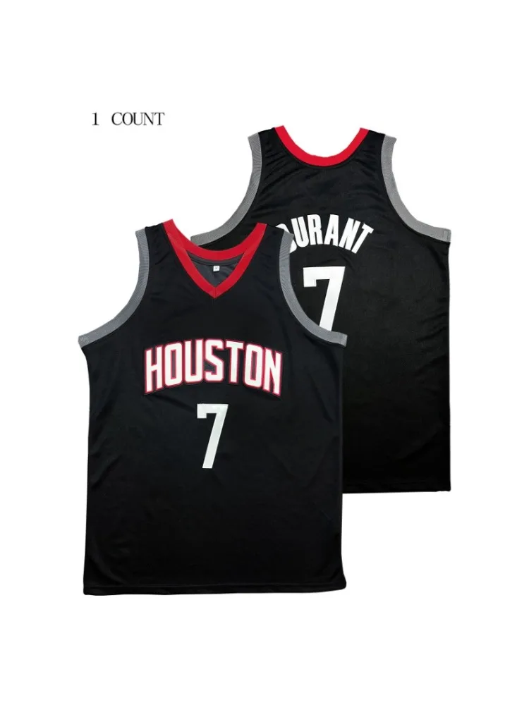 Hommes # 7 maillot de sport de basket-ball rétro noir, sweat-shirt brodé sans manches respirant, uniformes de sport de compétition d'entraînement