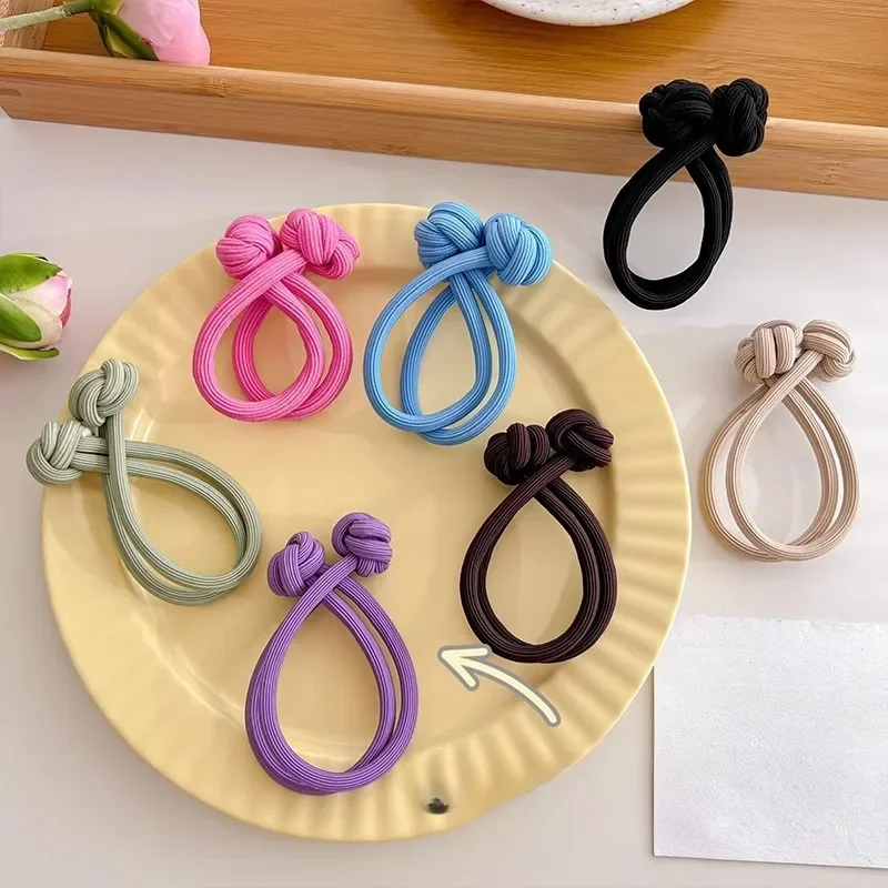 

1pc Korean Pink Knot High Ponytail Elastic Hair Band Women Girls Fashion Design Simple Thick Hair Rope Headwear Accessories