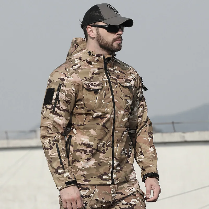 Mens Scarab Outdoor Tactical Soft Shell Assault Suit Autumn Winter Multifunctional Camouflage Thickened Fleece