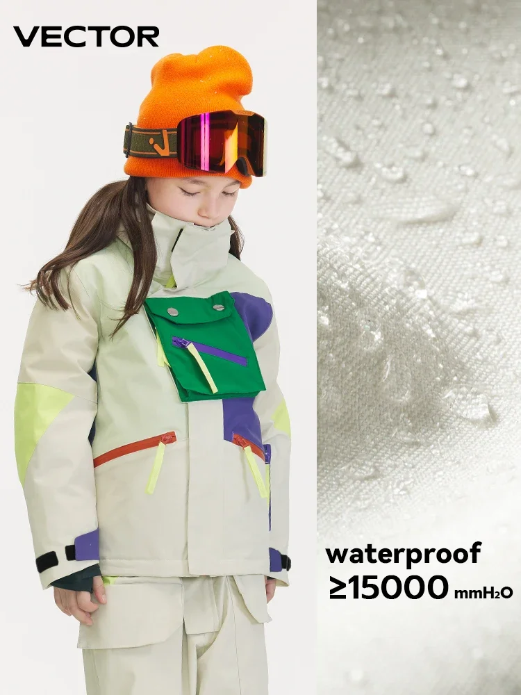 VECTOR Ski Wear Children Hooded Sweater Boys and Girls Wear Thickened Warmth Waterproof Equipment Jackets Snow Jacket