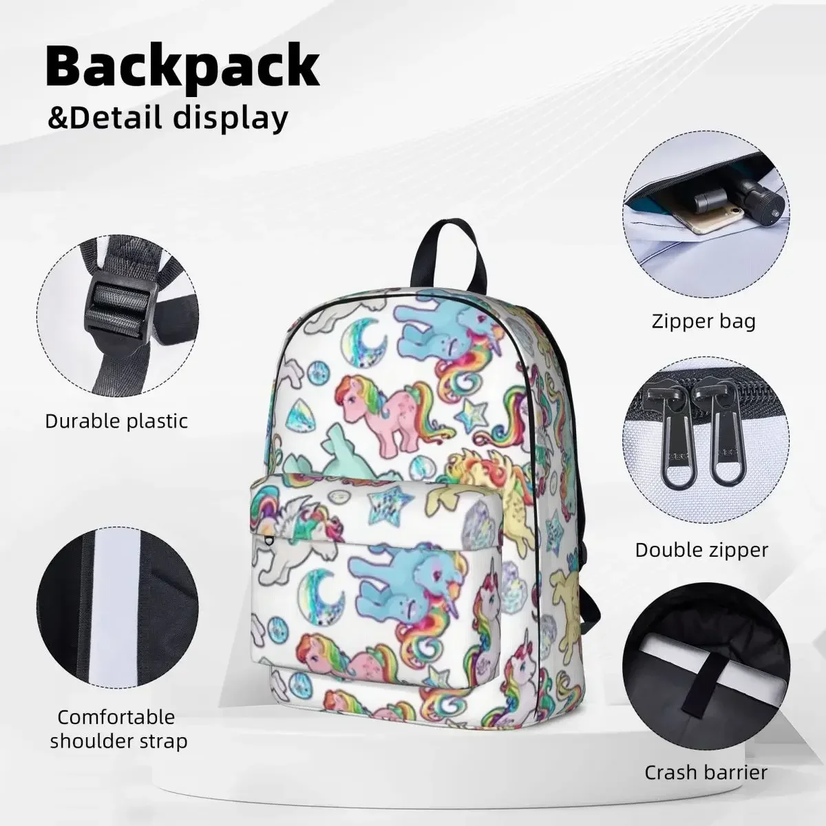 Regenbogen Ponys G1 Frau Rucksäcke Jungen Mädchen Bücher tasche lässig Kinder Schult aschen Portabilität Reise Rucksack Umhängetasche