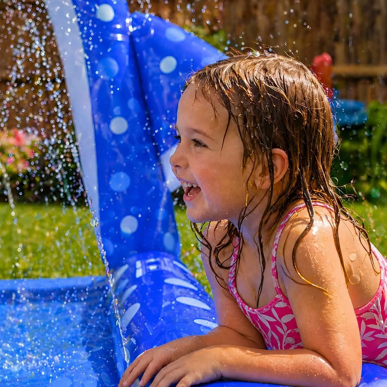 Splash Pad PVC Material Large Size Inflatable With Basketball Hoop For Toddlers Summer Blue