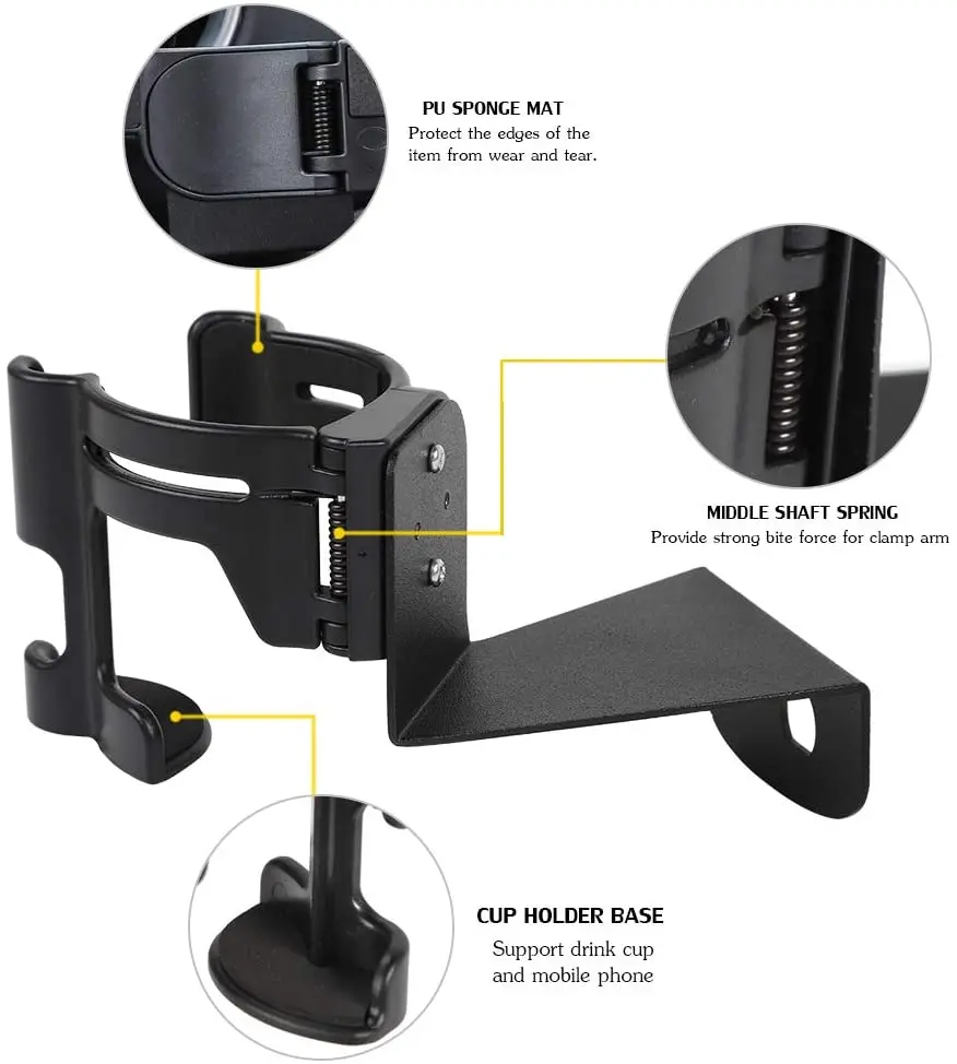 Car Cup Phone Holder for Jeep Wrangler TJ JK JL JT 1997+ Rubicon Unlimited 2 in 1 Bolt-on Multi-Function Drink Stand Bracket