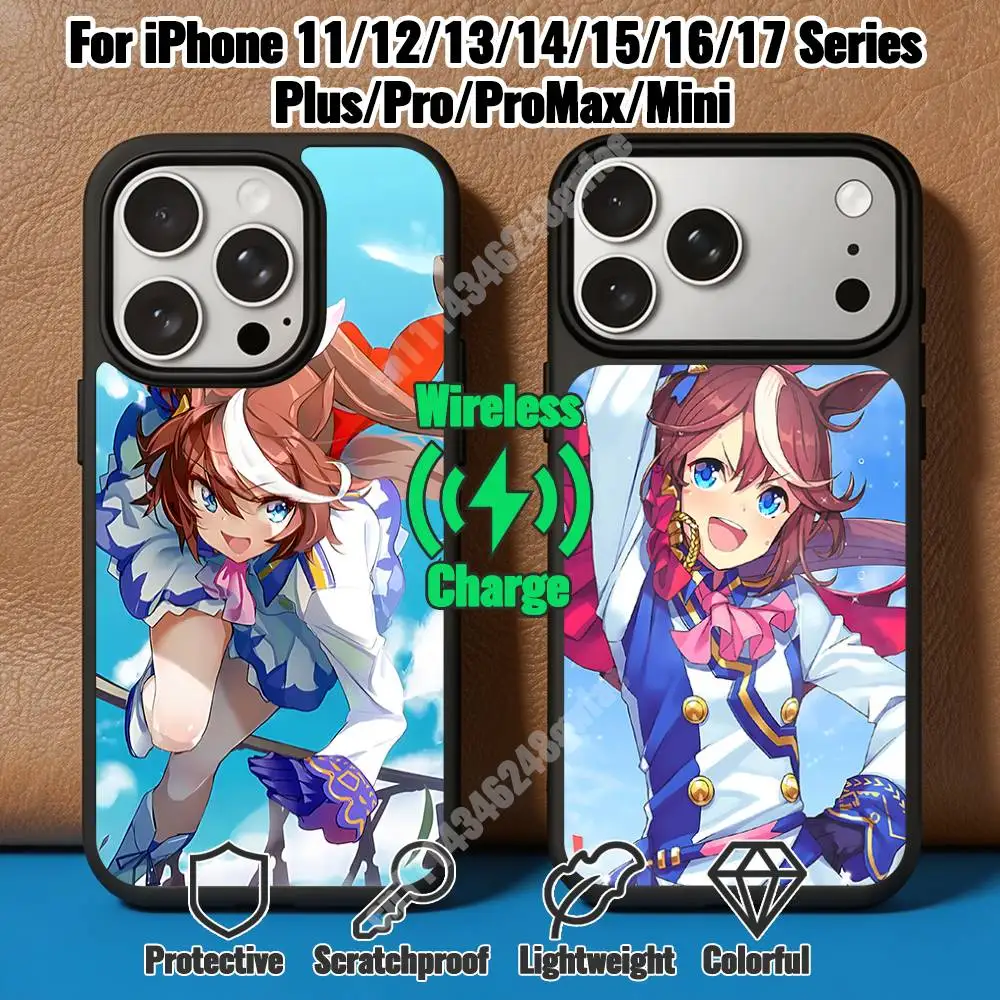 UMA Musume Tokai Teio Magnetic Charge Case for iPhone 17 16 15 14 Pro Plus 13 12 11 Max Mini Outdoor Bumper
