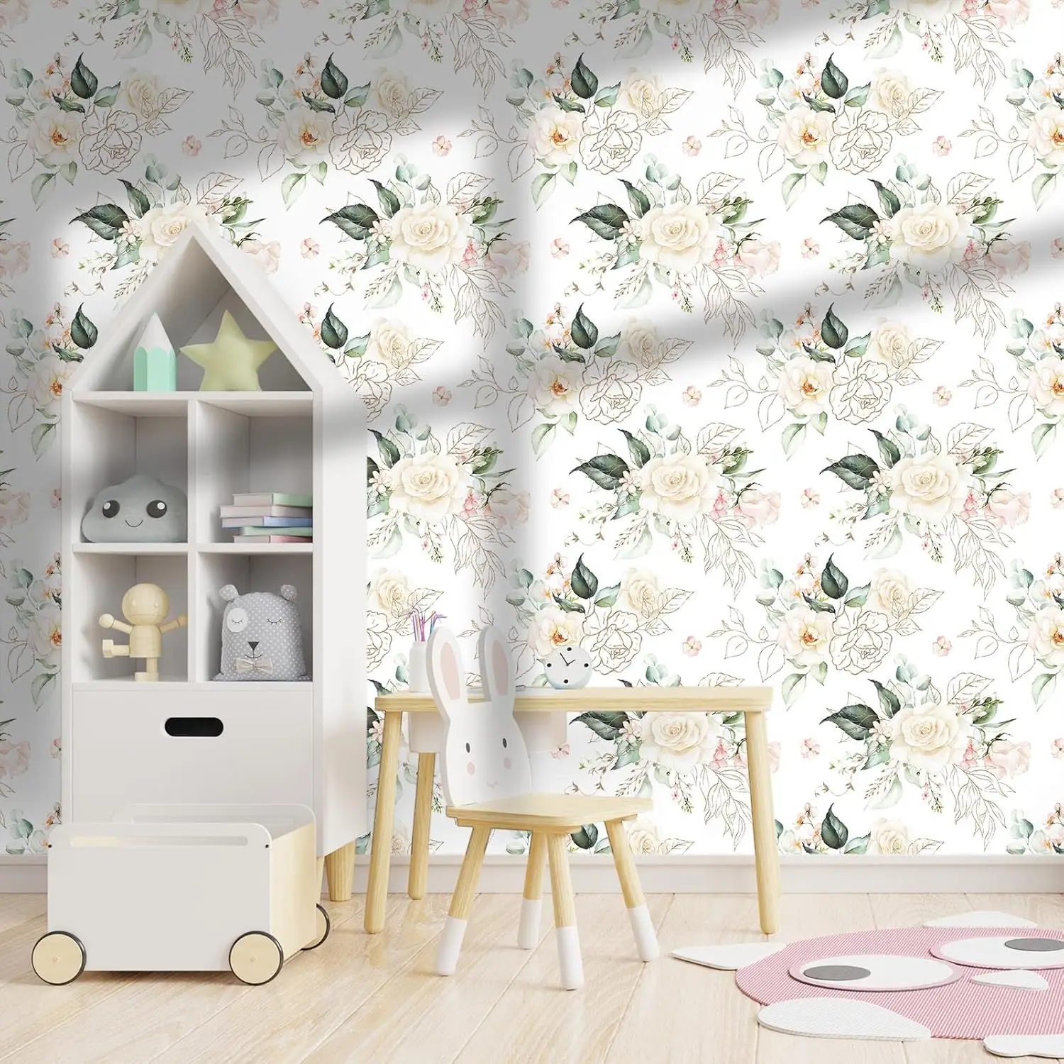 キャビネット用ヴィンテージゴールドフローラルピールアンドスティック壁紙 - モダンな取り外し可能な粘着コンタクトペーパー、引き出しヴィンテージスタイル