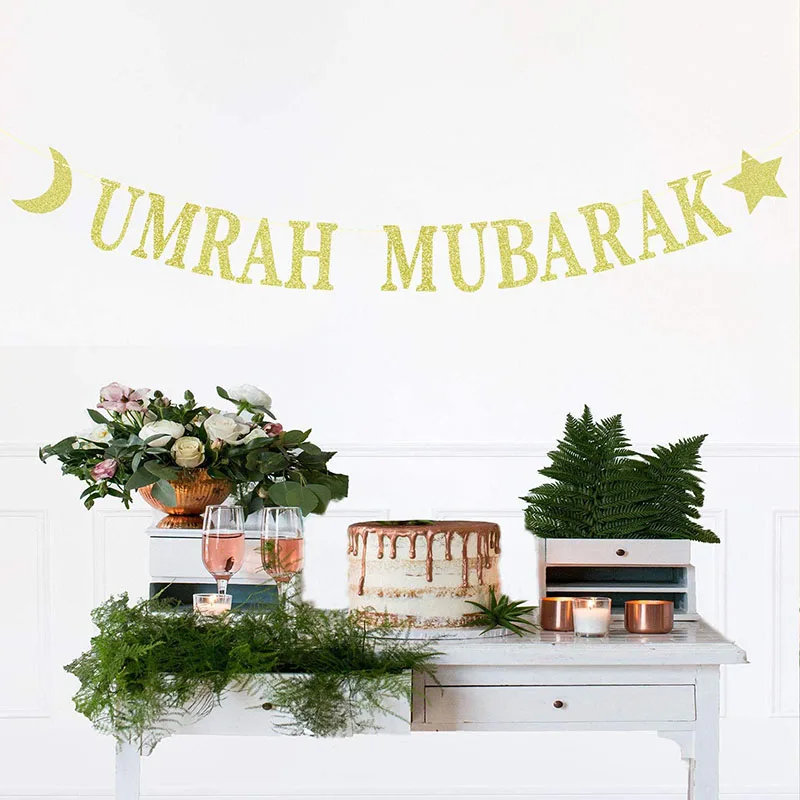 Umrah Mubarak Banners omra mubarak Islamic Eid Celebration Party hajj Decorations