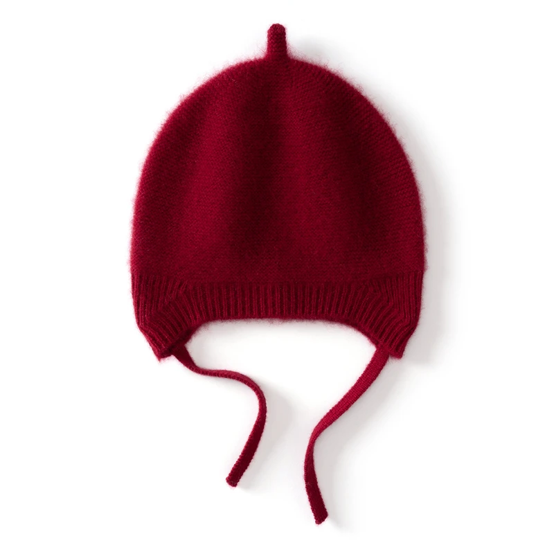 KOIJINSKY 100% Pure Cashmere Baby Hat Kids Ear Flap Beanie with Tie Strap Knit Warm Winter Infant Cap