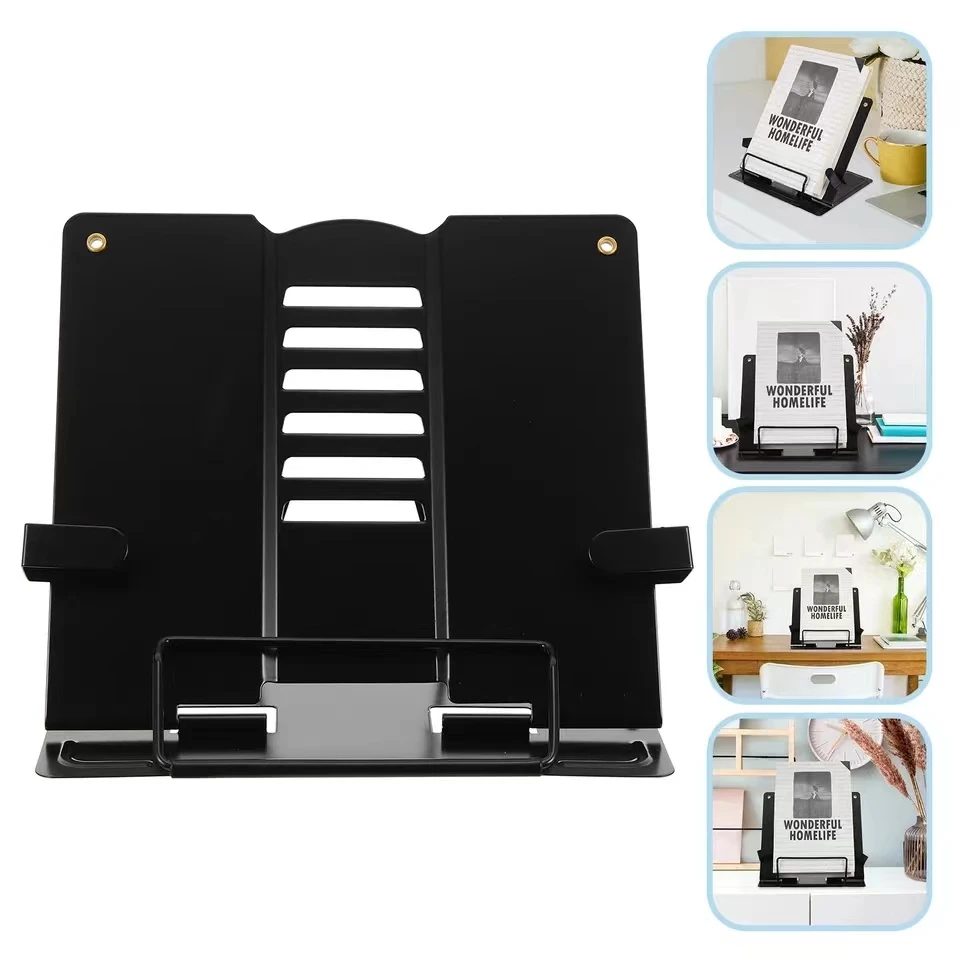 

Desk Book Stand ,Metal Reading Rest , Adjustable Cookbook Documents Holder Portable Bookstands for Books Anti-myopia