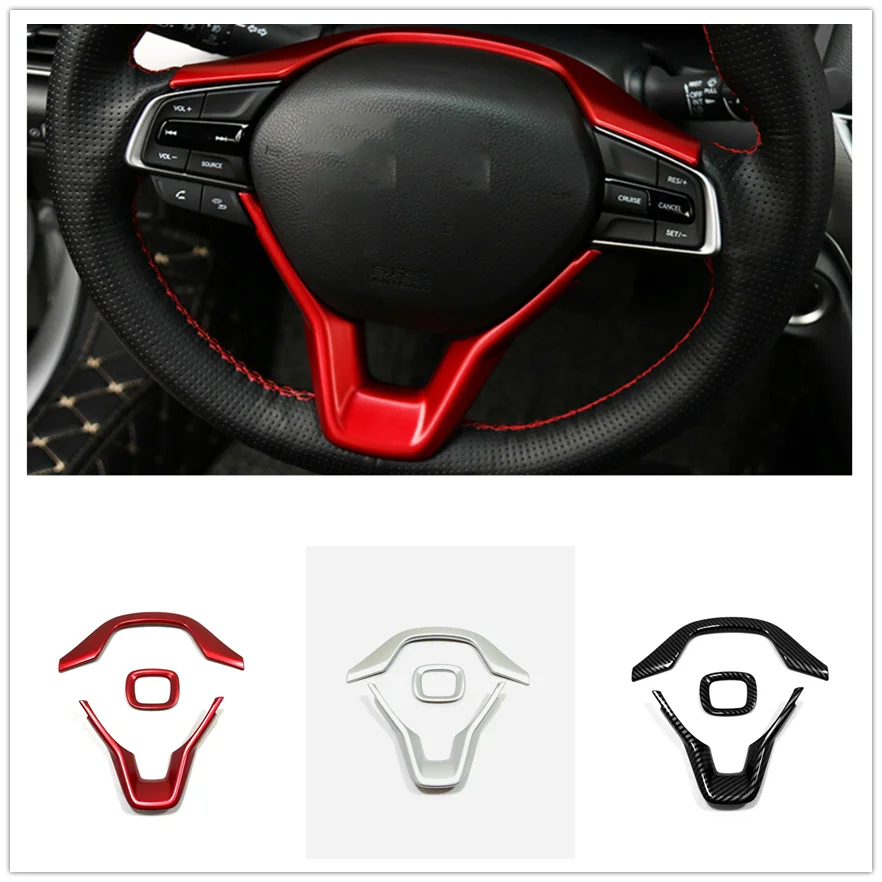 

For Honda Odyssey 2022 Accessories Trim Car Steering Wheel Decoration Sticker Cover Protector Matte Carbon Red Look Garnish