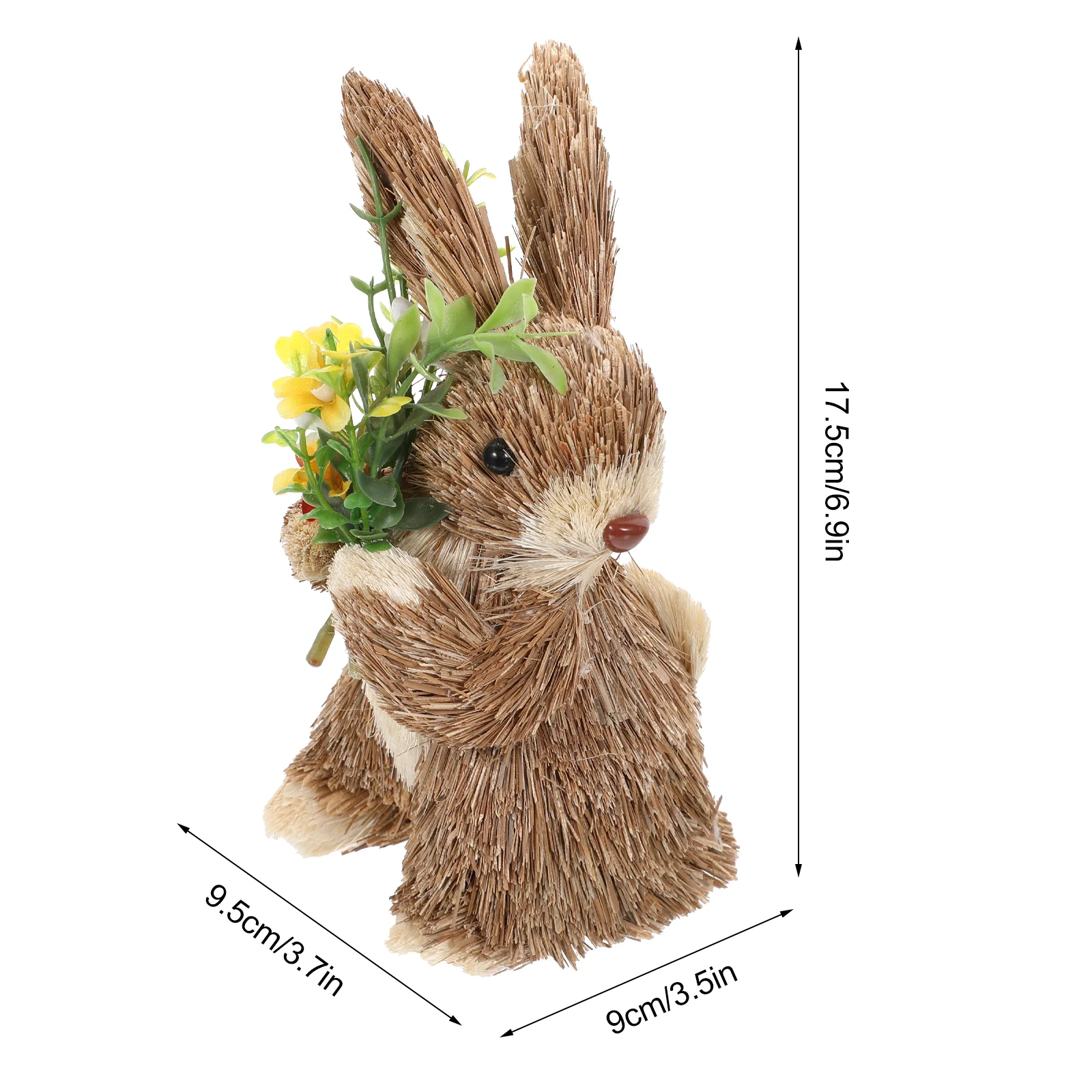 Straw Standing Rabbit Ornament Handmade Bunny Decor Woven Animal Water Table Toys Outdoor Toddler Sculpture Easter Child