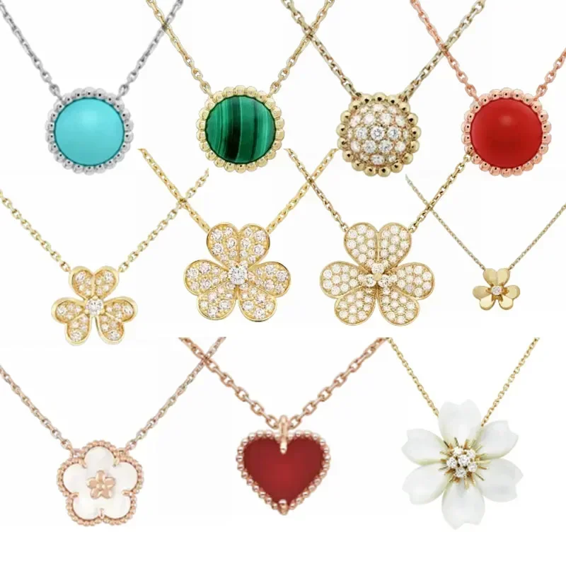 High Quality Natural Mother-Of-Pearl Four-Leaf Clover Necklace Butterfly Nine-Flower Pendant Women's Jewelry Gemstone Gift